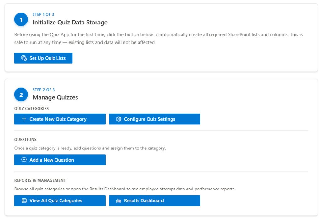 SharePoint Quiz App using SPFx and React