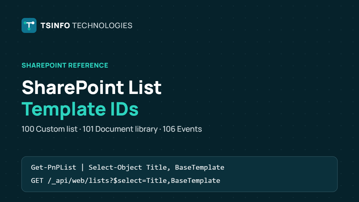 SharePoint List Template ID: Reference Table and How to Find It